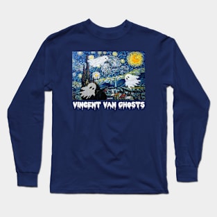 Vincent Van Ghosts Starry Night Van Gogh Halloween Pun Long Sleeve T-Shirt